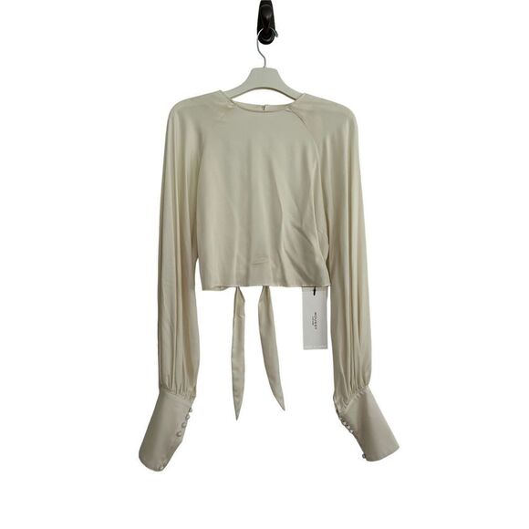 Moussy Open Back Balloon Sleeve Blouse Women's Ivory Size Large - Picture 1 of 7